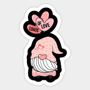 Loads Of Love Valentines Day Cute Gnome Heart Boys Girls Sticker